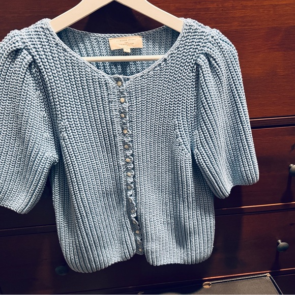 Sezane Sky Blue Women's Cardigan - Picture 3 of 10